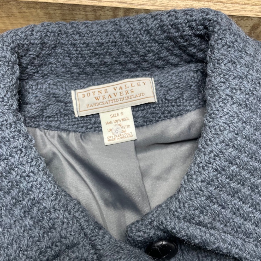 Boyne Valley Weavers Handcrafted Wool Cable Knit Coat Women's Small Ireland Grey - Picture 6 of 8